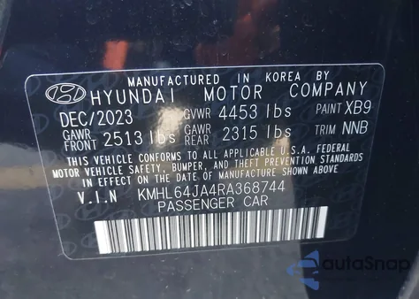 2024 Hyundai Sonata Sel из США, поврежденный, VIN KMHL64JA4RA368744